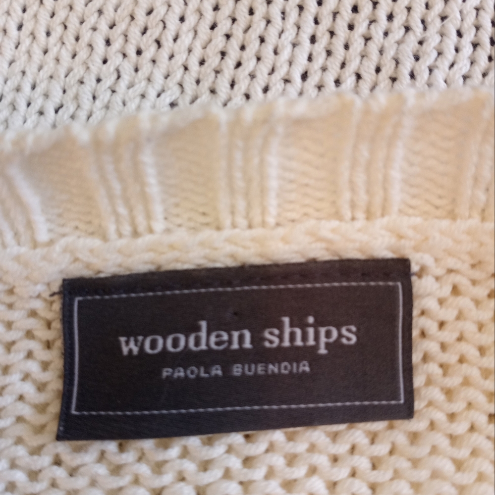 Wooden Ships Boho Casual  Green Camoflauge Heart Knit Crop Oversized Sweater - Picture 5 of 5